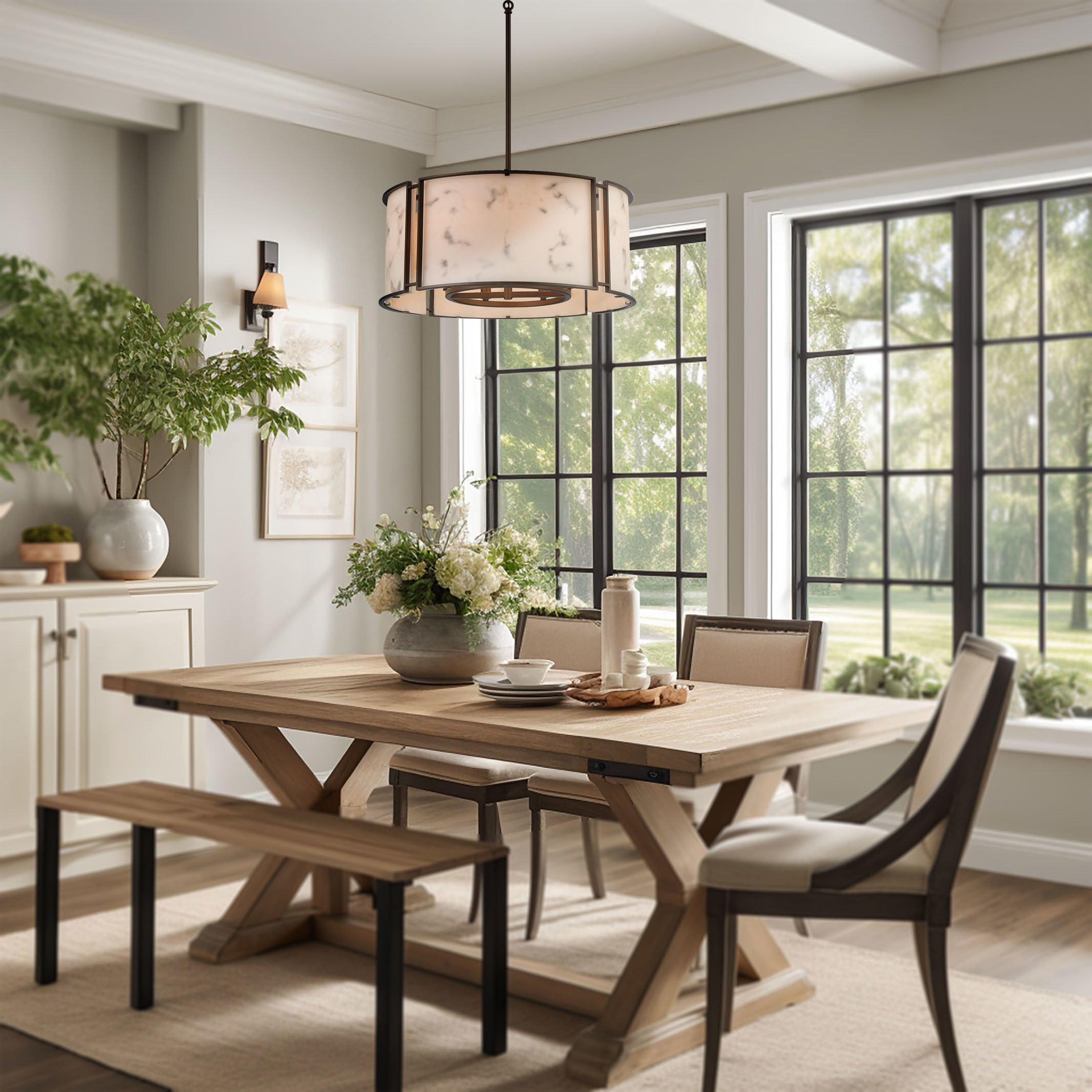 Buchanan 6 Light Hellenic Bronze Pendant Ceiling Light